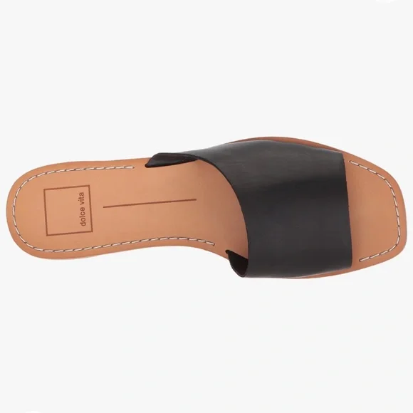 Dolce Vita Cato Slides Black and Tan Leather Size 6.5 - Picture 7 of 8